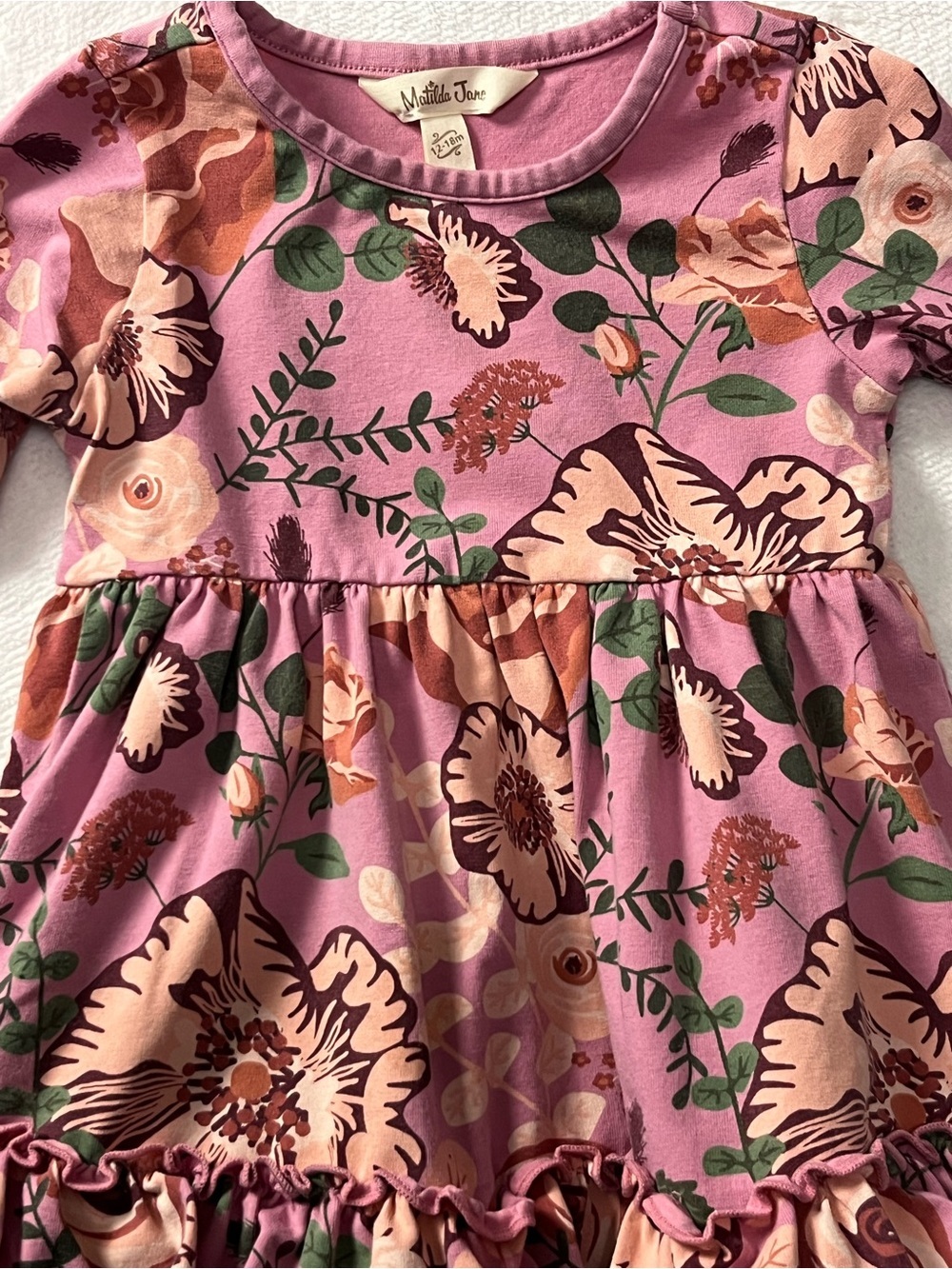 Matilda Jane Just Imagine Odette Dress 12-18M Pink Floral Ruffle Twirl Cottage - Picture 6 of 6